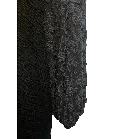 Anthropologie Eri + Ali Sweater Womens XL Black Lace Balloon Sleeve Knit - Picture 5 of 13